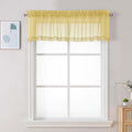 Chyhomenyc Mustard Yellow Sheer Valances for Windows - Light Filtering Small Kitchen Curtains, Short Top Window Treatment Decor for Living Room Bathroom Basement, 42Wx16L inches, 2 Panels