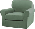 Turquoize 2 Piece Chair Covers Armchair Slipcovers for Living Room Armchair Sofa Cover with Individual Cushion Covers Feature Jacquard Fabric (Chair, Loden Frost)
