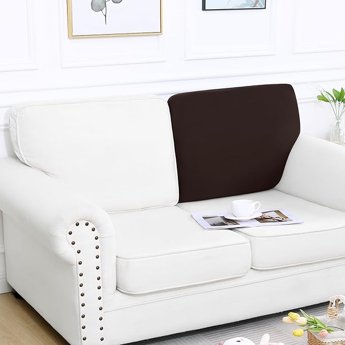 Smiry Printed Couch Cushion Covers, Stretch Soft Couch Covers for Sofa, Washable Non-Slip Sofa Slipcover Furniture Protector for Indoor and Outdoor (Backrest L, Chocolate)