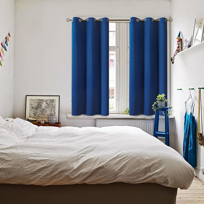 BGment Blackout Curtains for Bedroom - Grommet Thermal Insulated Room Darkening Curtains for Living Room, 38 x 54 Inch, 2 Panels, Royal Blue