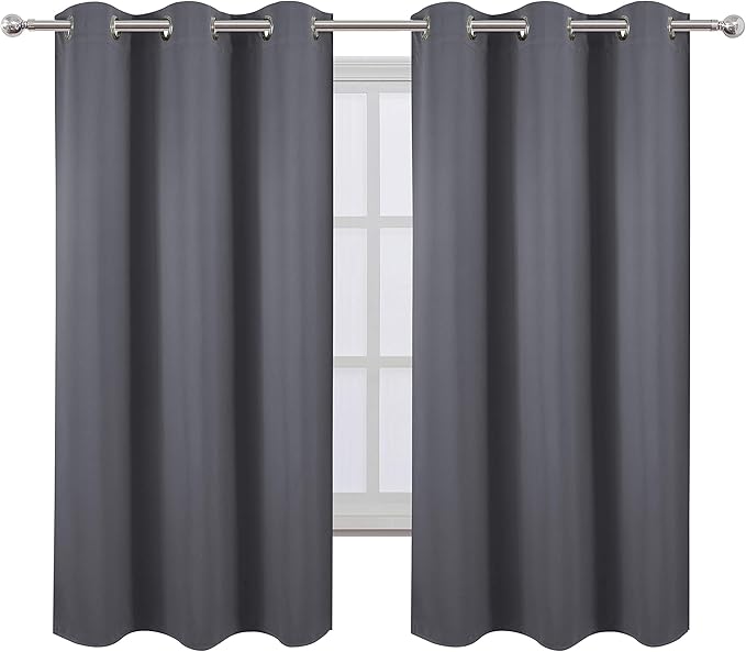 LEMOMO Grey Thermal Blackout Curtains/38 x 63 Inch/Set of 2 Panels Room Darkening Curtains for Bedroom