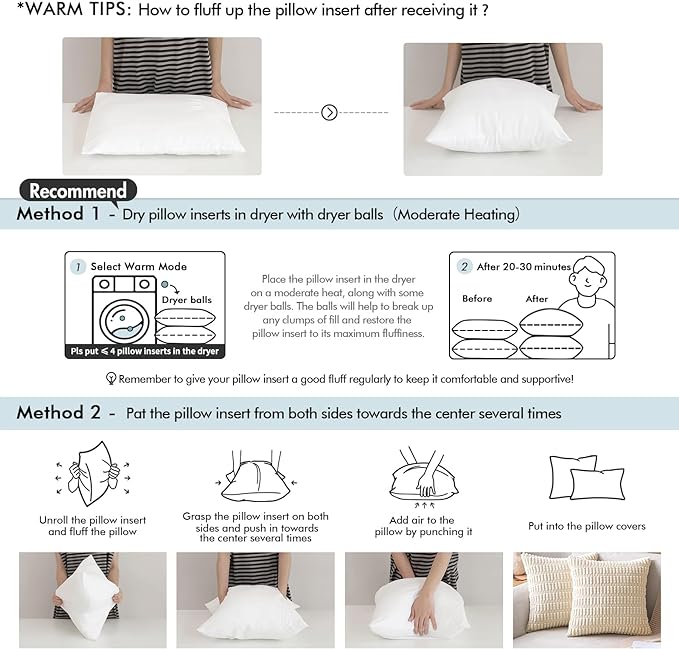 MIULEE Pillow Insert 12x20 Inch Set of 4, Decorative Rectangle Throw Pillow Inserts, Premium Fluffy Pillow Forms Sham Stuffer for Sofa Couch Living Room