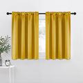 NICETOWN Gold Blackout Cafe Faux Silk Curtains for Small Windows, 42" Wide by 36" Long, 2 Panels, Rod Pocket Privacy Blackout Satin Drapes for Home Decoration