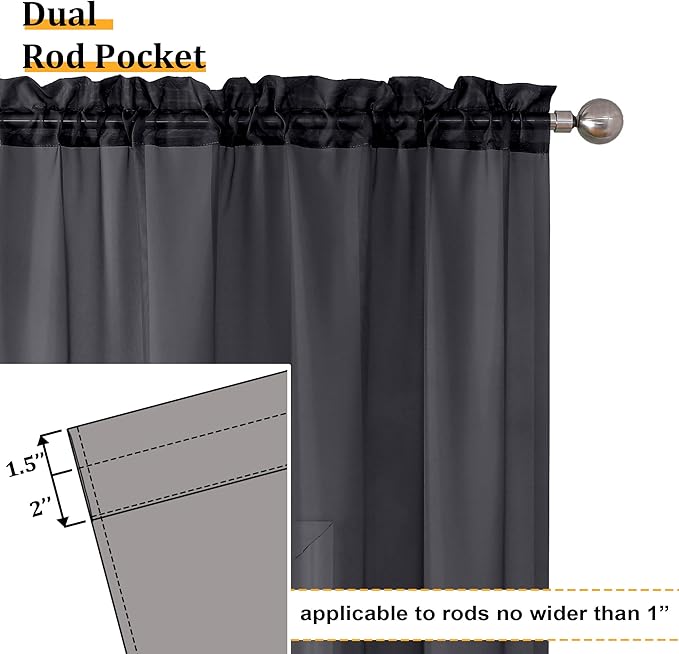 Aiyufeng 2 Panels Solid Color Semi Transparent Sheer 84" Length Window Curtains, Elegant Voile Panels/Draperies/Treatment for Bedroom Living Room Black, 2 Panels=80" W