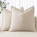 MIULEE Decorative Linen Pillow Covers 18x18 Inch Natural Beige Boho Farmhouse Neutral Couch Throw Pillows for Bed Pack of 2 Accent Modern Pillowcase Sofa Livingroom Home Decor