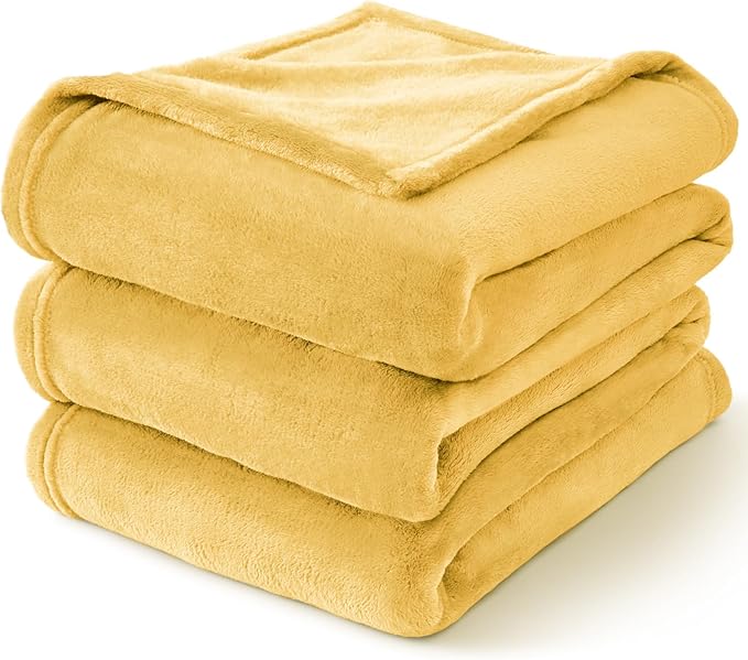 BEDELITE Fleece Blanket Twin Size Cream Yellow Throw Blankets for Couch & Bed, Luxury Plush Cozy Fuzzy Blanket 60x80 inches, Super Soft Warm Lightweight Throw Blanket for Travel Camping