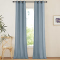 NICETOWN Linen Curtains 96 inches Long for Living Room, Grommet Semi Sheer Drapes Linen Weave Window Treatments Privacy Added with Light Filtering for Bedroom, Stone Blue, W34 x L96, 2 Panels