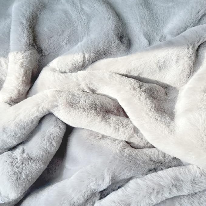 ORINOVA Grey Fluffy Rug Runners for Hallways Rabbit Fur Rugs for Living Room Washable Carpet Faux Sheepskin Rug Teen Room Nursery Decor Rectangle 2x6 Area Rug