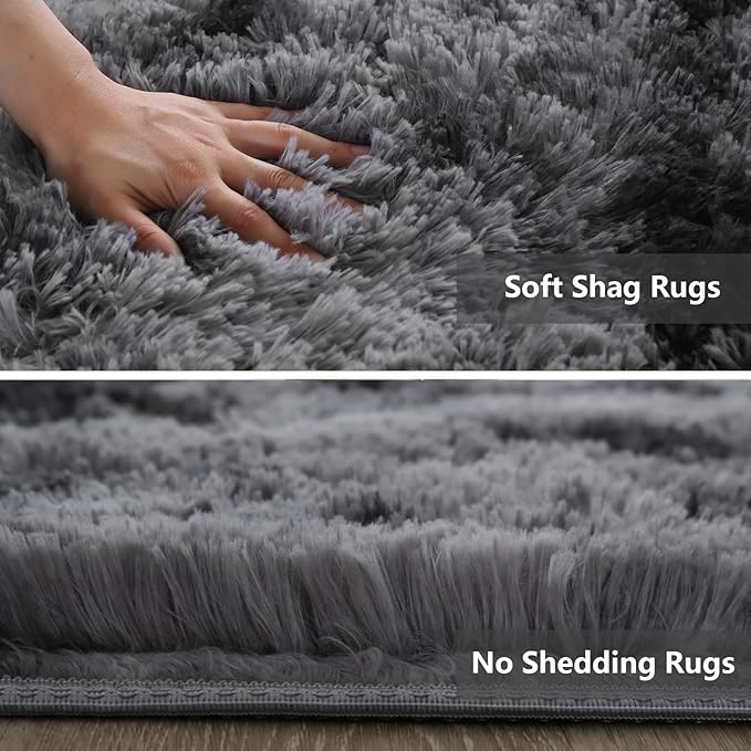 10X14 Large Area Rugs for Living Room Bedroom,Big Shag Rug for Bedroom Dorm,Soft Fluffy Indoor Carpet Nursery Rugs for Kids Girls Room Home Decor(Mottling Black, 10X14 Feet)