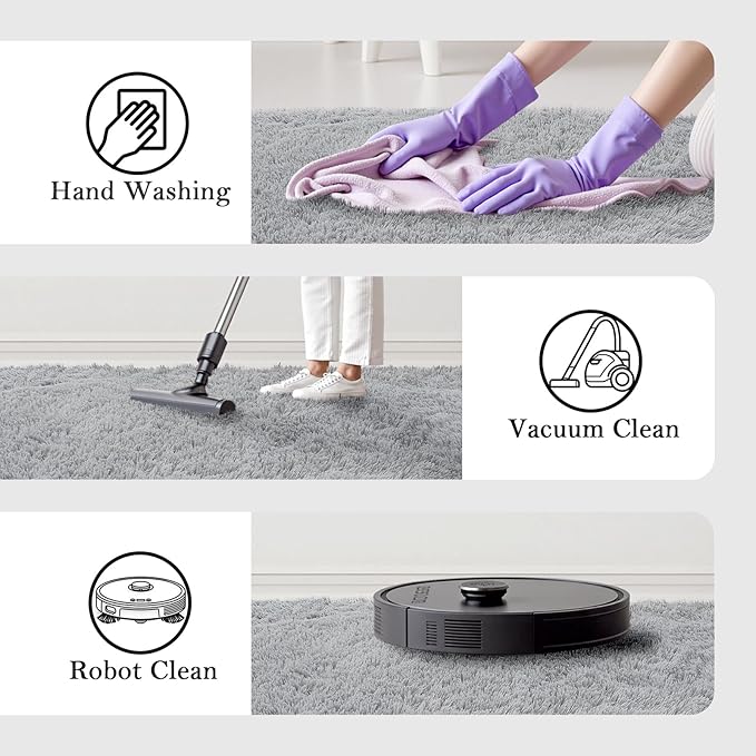 Ultra Soft Rug for Living Room, 3x5 Feet Grey Shag Area Rugs for Living Room, Modern Shaggy Carpets for Teens Dorm Nursery Home, Non Slip Indoor Rugs Floor Carpet(3 x 5, Light Grey)