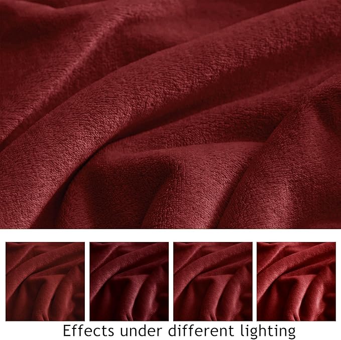 KMUSET Fleece Blanket Twin Size Burgundy Lightweight Super Soft Cozy Fuzzy Bed Blankets Microfiber Factory Shop