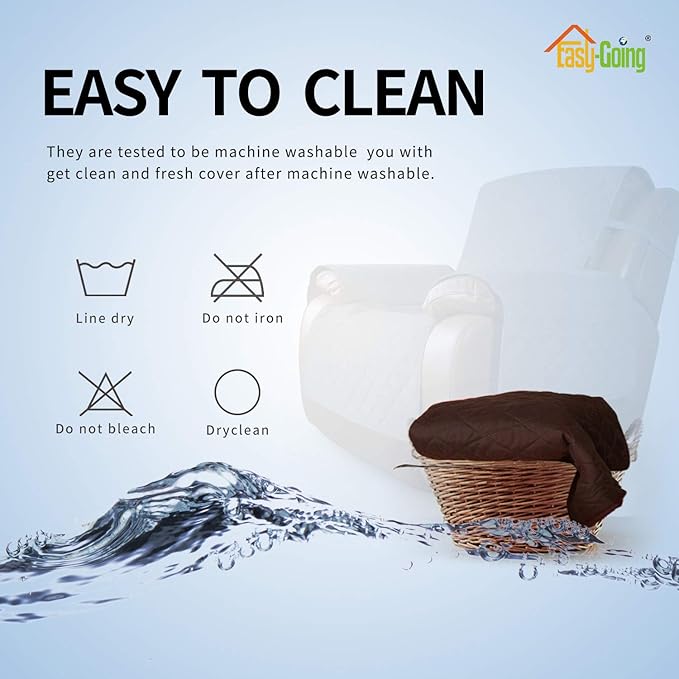 Easy-Going Oversized Recliner Cover Reversible Couch Cover Sofa Cover for Living Room Water Resistant Furniture Protector with Elastic Straps for Pets ('Large Recliner 27-29 in, Chocolate/Beige)