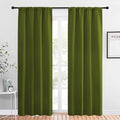 NICETOWN Christmas Decoration Blackout Curtain for Kitchen Window, Function Thermal Insulated Blackout Panels for Bedroom, 1 Pair, Olive Green, Rod Pocket Style, 42 by 84 inches