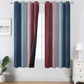 Estelar Textiler Navy Blue and Burgundy Red Blackout Ombre Curtains for Bedroom 63 Inches Long, Gradient Light Blocking Thermal Insulated Grommet Drapes for Living Room,52Wx63L,2 Panels