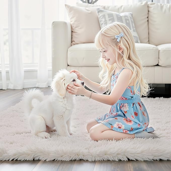 Rugs for Living Room 6x9, Alfombras para Salas Shag Large Plush Soft Area Rug, Shaggy Carpets for Bedroom, Kids Boys Girls Home Decor Aesthetic(Cream, 6 x 9)