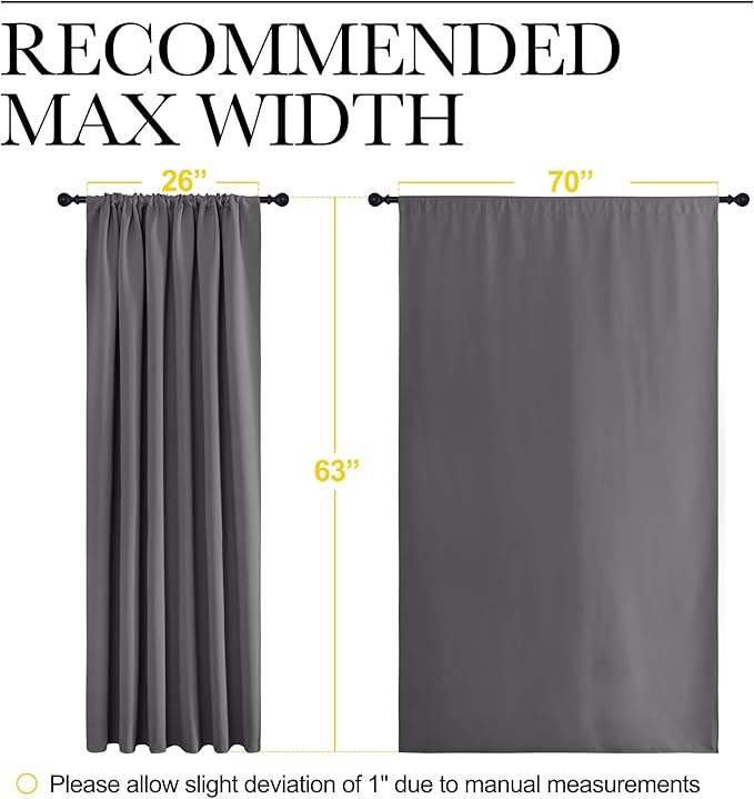 NICETOWN Blackout Curtain Panels for Window - Thermal Insulated Rod Pocket Blackout Drapes/Draperies for Dining Room (2 Panels, W70 x L63 inches, Grey)