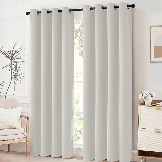 Yakamok Blackout Curtains Room Darkening Thermal Insulated Grommet top Window Curtains for Living Room, 52 x 72 Inch, Light Beige, Set of 2