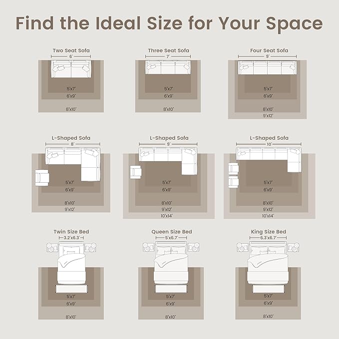 zesthome 7x9 Area Rug, Super Soft Washable Rugs for Living Room, Non-Slip Stain Resistant Vintage Rugs, Ultra-Thin Large Area Rugs (Beige,7'x9')