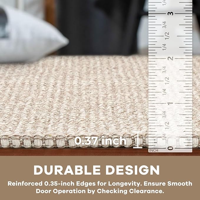 KOZYFLY Runners for Hallways 3x8 ft Washable Kitchen Runner Non Slip Rubber Backed Hall Runners Cotton Entryway Runner Rugs Floor Carpet for Indoor Backdoor Bedroom Kitchen, Ivory/Khaki