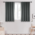 Deconovo Back Tab and Rod Pocket Short Blackout Curtains for Kitchen Window Room Darkening Drapes 42Wx54L Inch Dark Grey 2 Panels