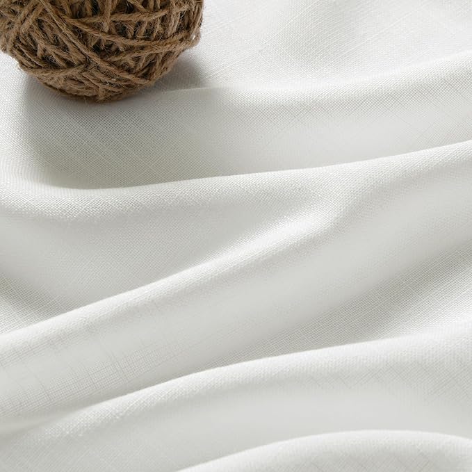 Solid Off White Curtains 96 Inches Long 2 Panels Back Tab Sheer Linen Curtain Modern Farmhouse Coastal Decor White Cotton Textured Gauze Curtains 96 inch Length for Patio Sliding Door Office Bedroom