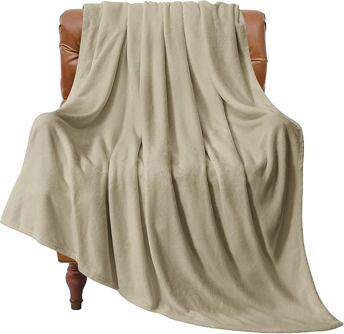 BEDELITE Fleece Blanket Oat Linen Throw Blankets for Couch & Bed, Luxury Plush Cozy Fuzzy Blanket 50x60 inches, Super Soft Warm Lightweight Throw Blanket for Travel Camping