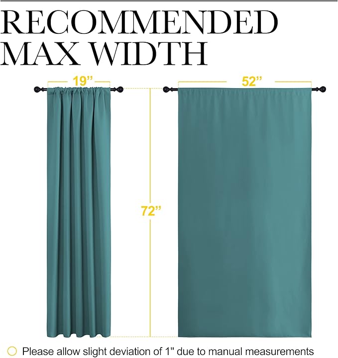 NICETOWN Window Curtains Blackout Drapes - Thermal Insulated Solid Rod Pocket Blackout Curtains/Draperies for Living Room (Sea Teal, One Pair, 52 by 72-Inch)