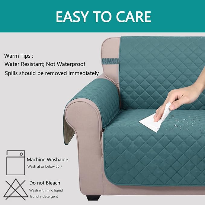 U-NICE HOME Futon Sofa Covers Reversible Sofa Slipcover Armless Cover Furniture Protector Couch Cover Water Resistant (Futon, Blue/Beige)