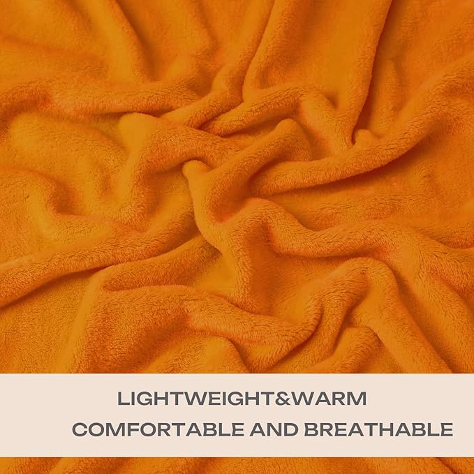 JIAHANNHA Burnt Orange Throw Blanket Fleece Blanket 50"x60",Super Soft Fall Decor Cozy Plush Throw Blanket for Couch Sofa Bed,Warm and Lightweight Bed Blankets for Winter