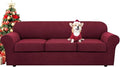 H.VERSAILTEX 4 Piece Stretch Sofa Covers for 3 Cushion Couch Covers for Living Room Furniture Slipcovers (Base Cover Plus 3 Seat Cushion Covers) Upgraded Thicker Jacquard Fabric (XL Sofa, Burgundy)
