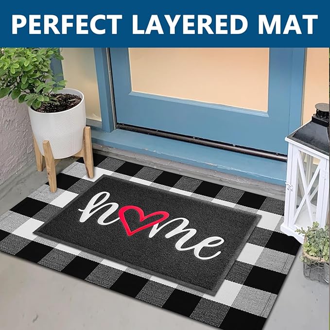 EARTHALL Door Mat 3-Pack Outside Inside Home Doormat 30"x17.5" Durable Floor Mat Non Slip Rug Ultra Absorb Mud Easy Clean Front Doormat for Garage, Entryway, Patio, High Traffic Areas, Black