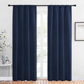 NICETOWN Thermal Curtains Blackout Draperies - Window Treatment Energy Saving Solid Blackout Rod Pocket Curtains/Drapes for Living Room (Navy, 1 Pair, 42 by 84-Inch)