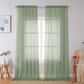 Simplebrand Sage Green Sheer Curtains 96 Inches Long, Light Filtering Rod Pocket Solid Color Window Sheer Curtain Panels, Elegant Curtains & Drapes for Living Room, Bedroom 2 Panels, 59" W x 96" L