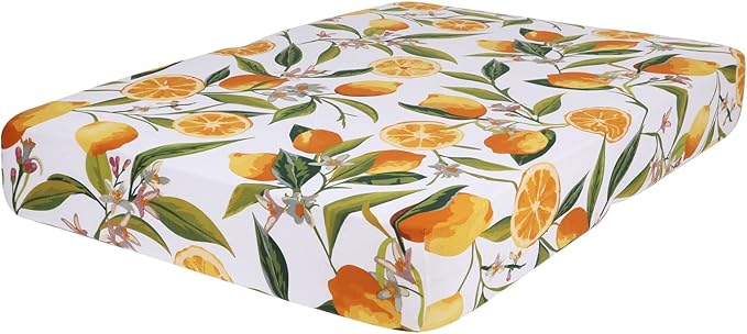 hyha Printed Couch Cushion Covers, Floral Sofa Covers Washable for 2 Cushion Couch, Stretch Pattern Outdoor Cushion Covers for Patio Furniture with Elastic Bottom(Medium, Lemon)