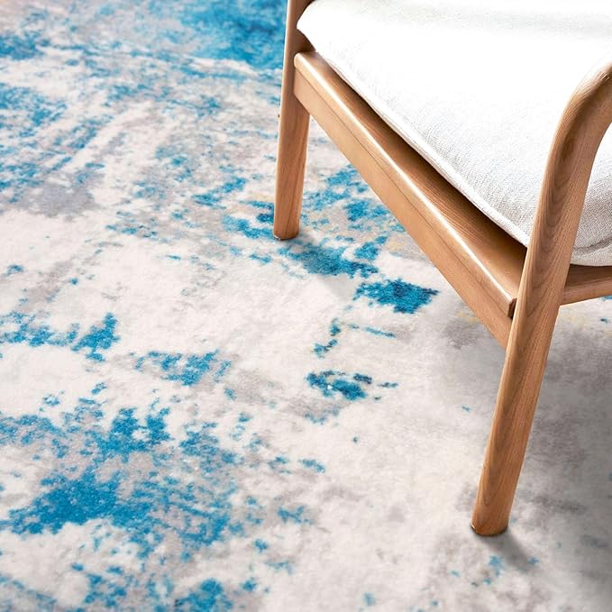 KOZYFLY Small Area Rug 2x3 Rug Entryway Rugs Indoor Non-Slip Modern Abstract Machine Washable Rug, Kitchen Mats for Floor Front Door Rug Low Pile Small Carpet Floor Mats, Turquoise/Beige/Grey/Yellow