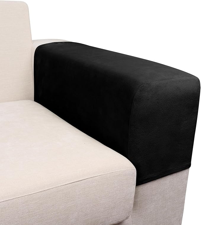 Couch Arm Covers 2 Pcs Sofa Armrest Covers Stretch Couch,Armrest Cover for Chairs Scratch-Resistant Sofa Arm Cover Armchair Slipcovers,Black