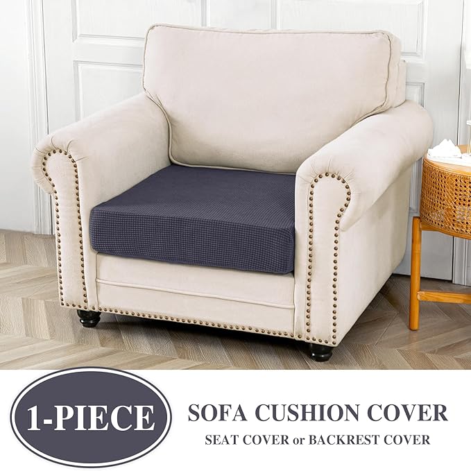 Couch Cushion Cover Seat Cushion Cover Stretch Armchair Cover Separate Sectional Sofa Slipcovers Furniture Protector(1 Piece for Seat or Sofa Backrest, Dark Grey)