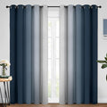 Yakamok Room Darkening Ombre Curtains 84 Inch Length, Navy Blue and Greyish White Thermal Insulated Gradient Color Curtains,Light Blocking Grommet Window Drapes for Bedroom,62 Inch Width,2 Panels