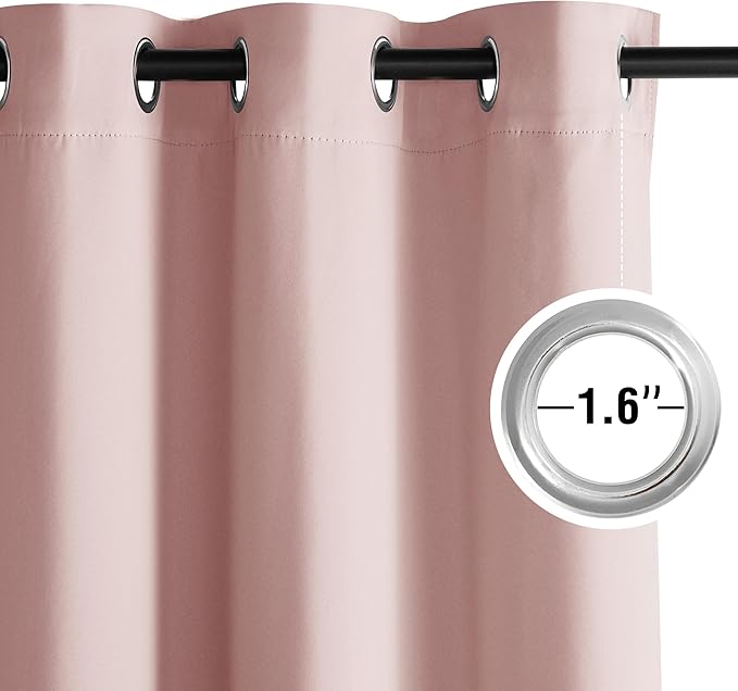 NICETOWN Room Darkening Draperies Curtains Panels, 2 Panels Blush Pink W52 x L84