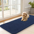 OLANLY Dog Door Mat for Muddy Paws 47x20, Absorbs Moisture and Dirt, Absorbent Non-Slip Washable Doormat, Quick Dry Chenille Mud Mat for Dogs, Entry Indoor Entryway Carpet for Inside Floor, Dark Blue