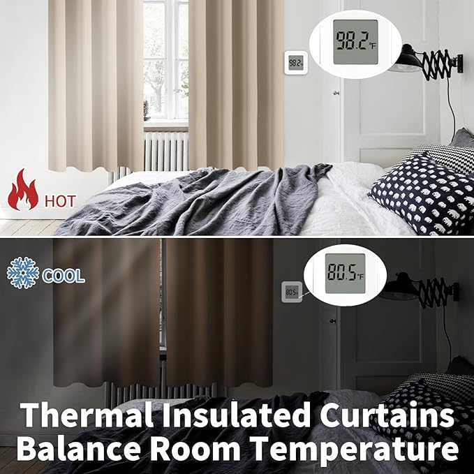BGment Blackout Curtains - Grommet Thermal Insulated Room Darkening Bedroom and Living Room Curtains, Set of 2 Panels (46 x 63 Inch, Sand)