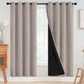 SimpleHome 100% Blackout Curtains for Bedroom,Thermal Insulated Natural Grommet Window Drapes Room Darkening Curtains for Living Room with Black Back,52 x 72 Inch,2 Panels