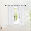 NICETOWN White Full Blackout Bathroom Curtains 50 inches Long, Grommet Thermal Window Treatment 100% Blackout Curtains for Kitchen/Bedroom, 2 Panels, W34 x L50