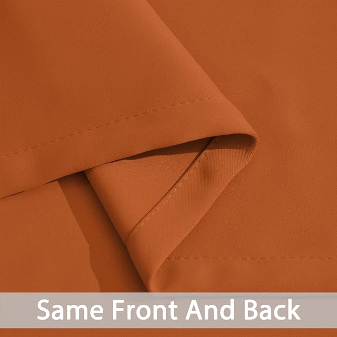 Yakamok Soft and Smooth Orange Blackout Curtains for Bedroom - Grommet Thermal Insulated Room Darkening Curtains for Living Room, Set of 2 Panels (52 x 72Inch, Burnt Orange)