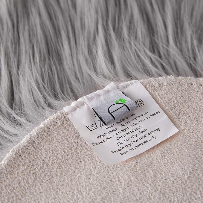 Ashler Faux Fur Rug, Fluffy Shaggy Area Rug Ultra Soft 3 x 3 Feet Round Fur Rug, Grey Fuzzy Rug Machine Washable Shag Rug, Nursery Decor Throw Rugs for Bedroom, Kids Room, Living Room
