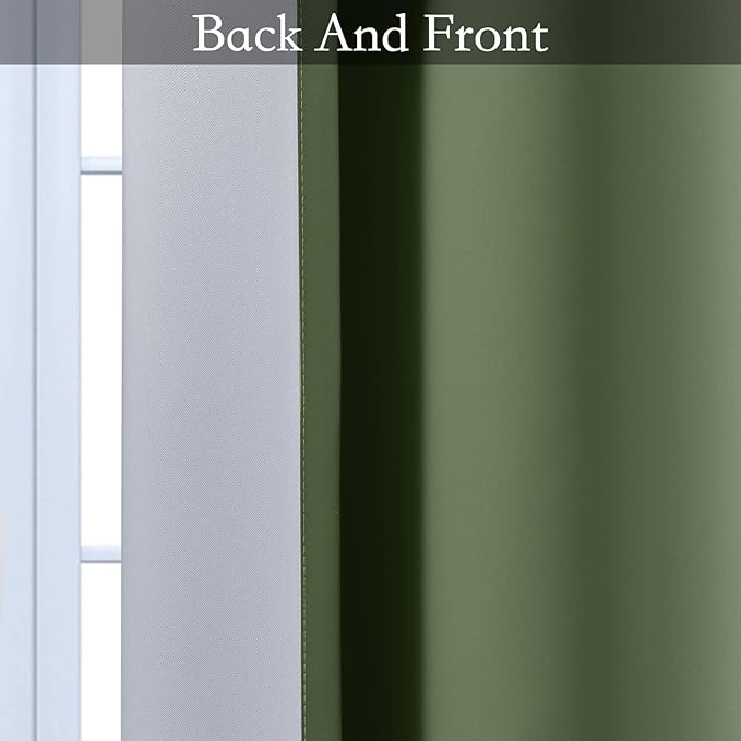 SimpleHome Ombre Room Darkening Curtains for Bedroom, Gradient Sage Green to Grey White Light Blocking Thermal Insulated Grommet Window Curtain/Drapes for Living Room,2 Panels, 52x84 inches Length