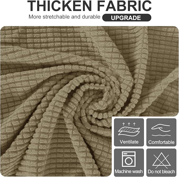 U-NICE HOME Stretch Futon Cover Armless Bed Slipcover - Soft Jacquard Fabric Washable for Pet Friendly, Sand