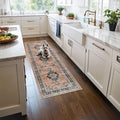 Washable 2x5 Hallway Runner Rug: Indoor Vintage Water Resistant Kitchen Entryway Rug Soft Living Room Bedroom Carpet Thin Low Pile Non Slip Floor Mat for Bathroom Laundry Dining Room(2X5,Orange)