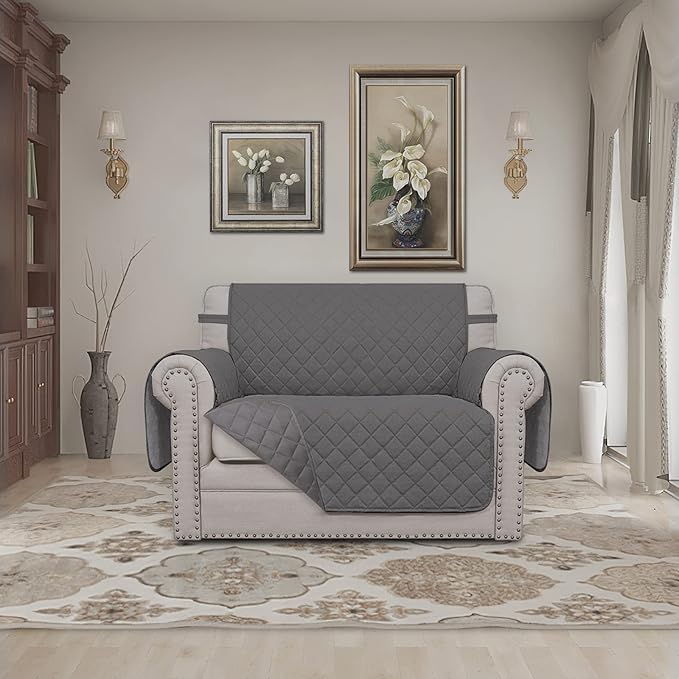 Easy-Going Oversized Chair Sofa Slipcover Reversible Sofa Cover Water Resistant Couch Cover Furniture Protector Cover with Elastic Straps for Pets Dog (Oversized Chair, Gray/Gray)