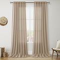 Sepia Beige Linen Curtains 120 Inches Long for Living Room Farmhouse Decor Light Filtering Semi Sheer Curtain Back Tab Neutral Extra Long Floor to Ceiling High Window for Bedroom 52x120, 2 Panels